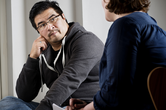 Counselor and adult client in Mobile Crisis services