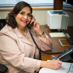 A woman speaking on the phone