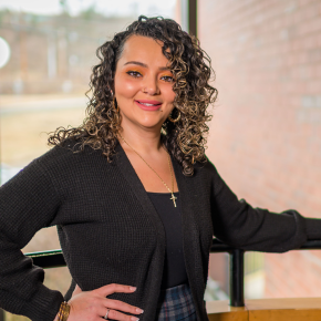A women looking confident and happy